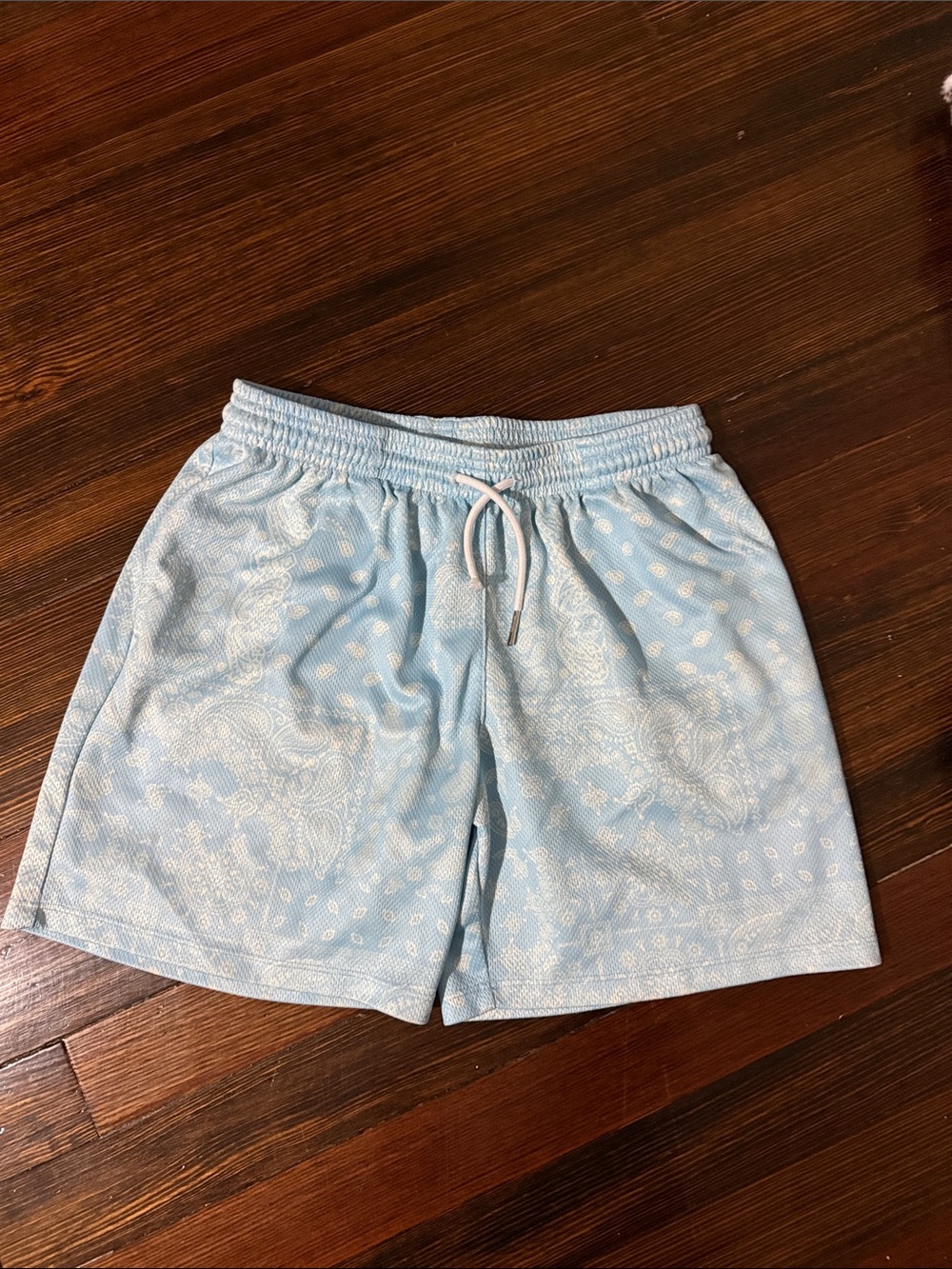 Kids Light Blue Paisley Print Elastic-Waist Shorts